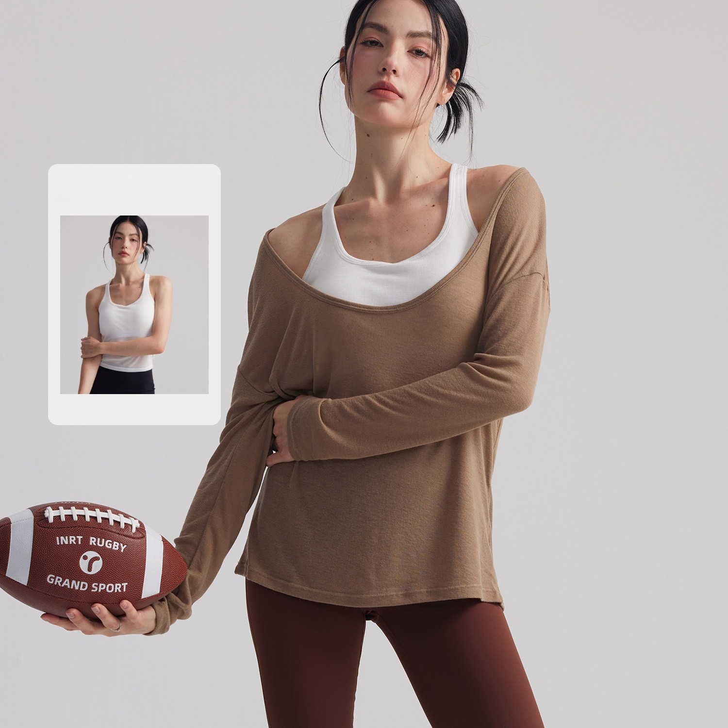 Pilates Yoga Outfit - Women Loose Semi Sheer Long Sleeve