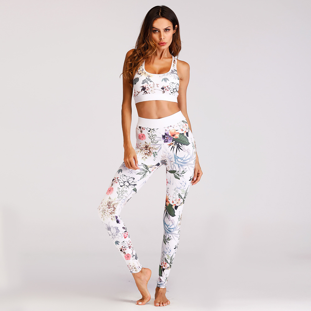 Pilates Yoga Outfit - Women Yoga Sets Print Flower 2