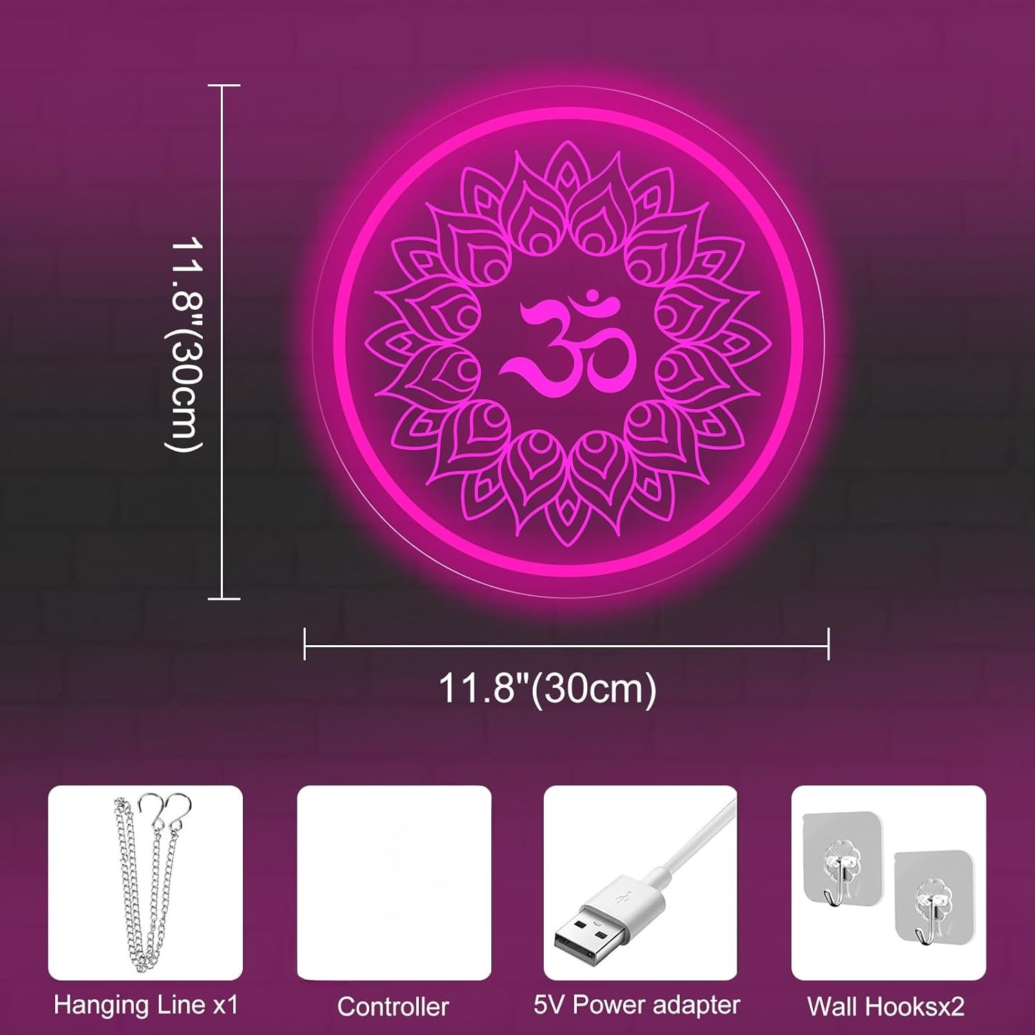 Om Mandala Neon Sign USB Power - Pilates Yoga Gifts recension och pris