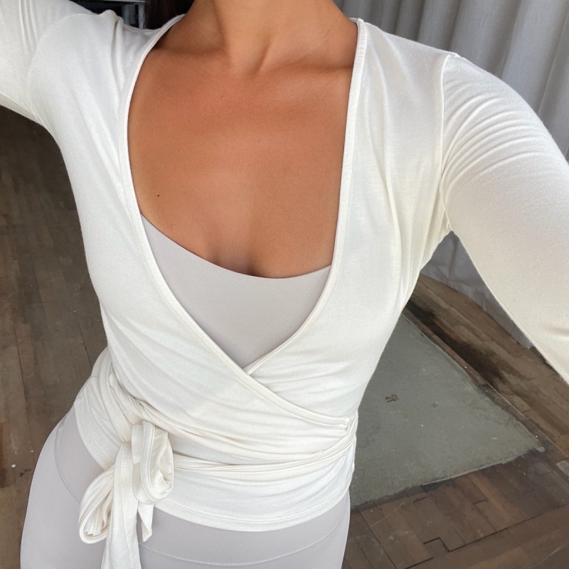 Y2k Ballet Pilates Wrap Top fo - Pilates Yoga Outfit recension och pris