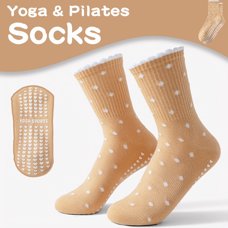 Women's brown yoga socks, whit - Pilates Yoga Gifts recension och pris