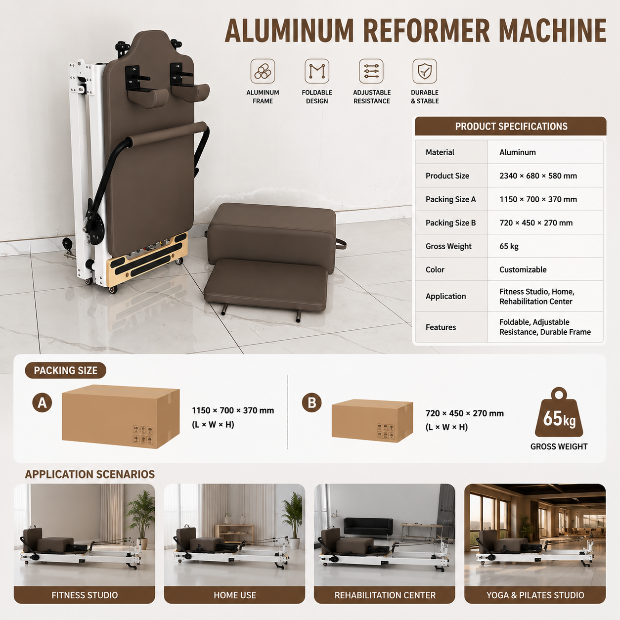 Custom Logo Foldable Aluminum  - Pilates & Yoga Studio Alineacion recension och pris